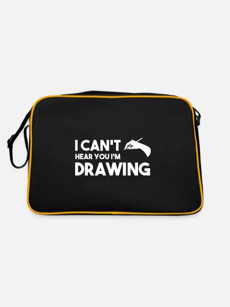 I Can't Hear You I'm Drawing Coffee Illustrator - Retro Tasche - Schwarz/Gold - Hinten