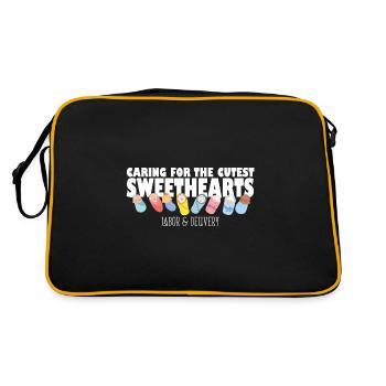 Caring For Cutest Sweethearts Postpartum Nurse - Retro Tasche - Schwarz/Gold - Hinten