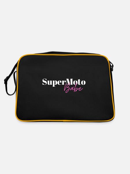 Supermotard Babe Motocycliste Motard Motard Moto - Sac Retro - noir/or - Dos