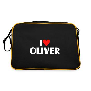 I Love Oliver Red Heart Love Fan Gift - Retro Bag - black/gold - Back
