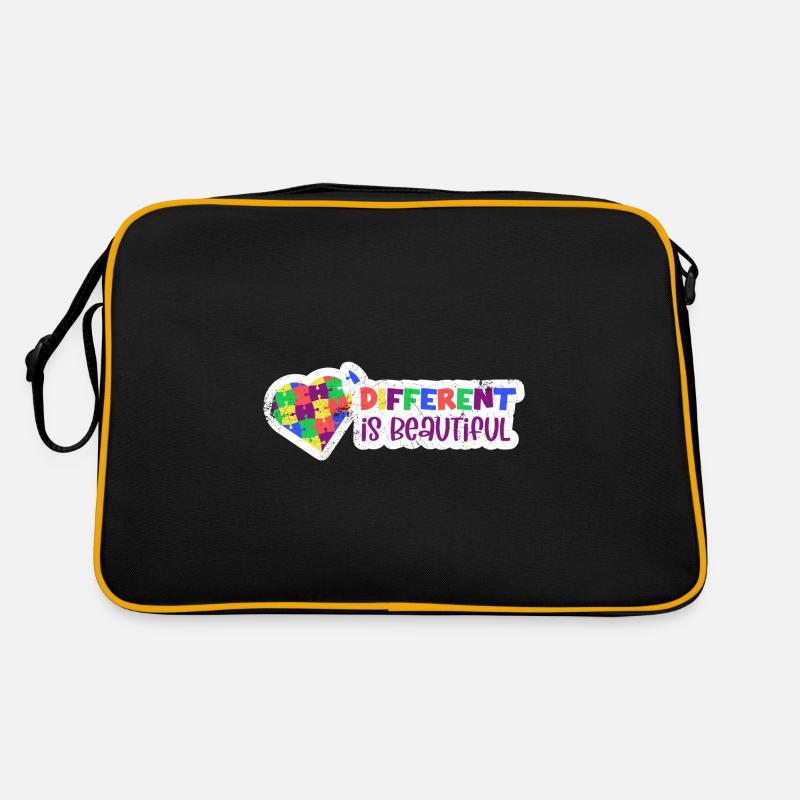 ADHS AUTIST ANDERS IST SCHÖN PUZZLE SPRUCH MOTIVE - Retro Tasche - Schwarz/Gold