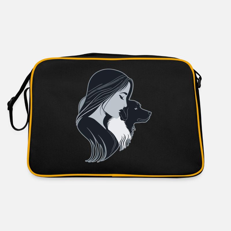 Frau und Hund Retro Tasche
