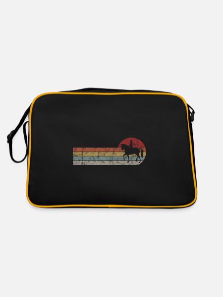 Dressurreiten Dressurreiter Reiten Reiter Pferd - Retro Tasche - Schwarz/Gold - Hinten