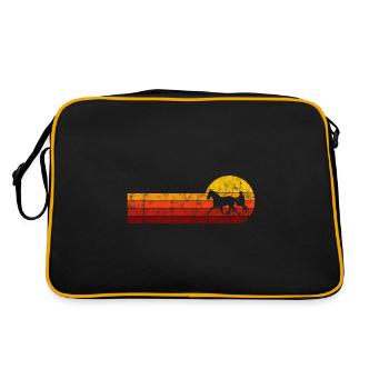Trabrennen Pferd Pferde Trabrennsport Pferderennen - Retro Tasche - Schwarz/Gold - Hinten