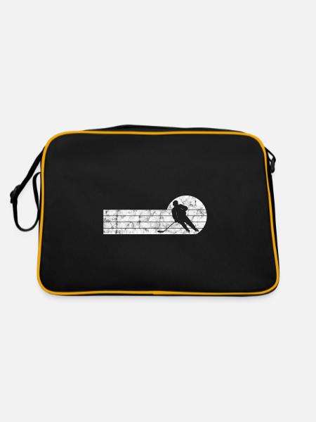 Eishockey im retro oder vintage Style für Kinder - Retro Tasche - Schwarz/Gold - Hinten