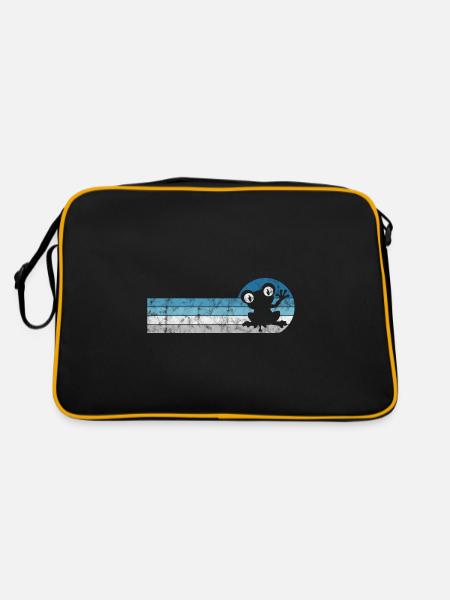 Frosch Frösche Geschenk für Kinder Lustig Witzig - Retro Tasche - Schwarz/Gold - Hinten