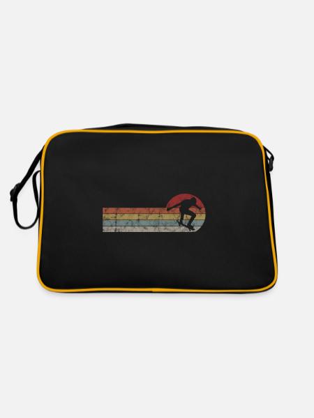 Skateboarder Skateboard Skater Skate Skateing - Retro Tasche - Schwarz/Gold - Hinten