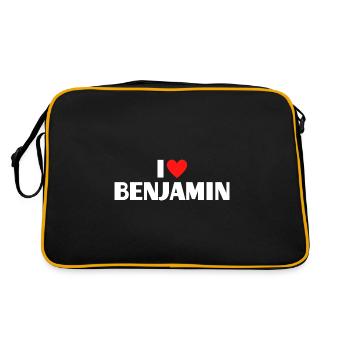 J’aime Benjamin Red Heart Love Fan Gift - Sac Retro - noir/or - Dos