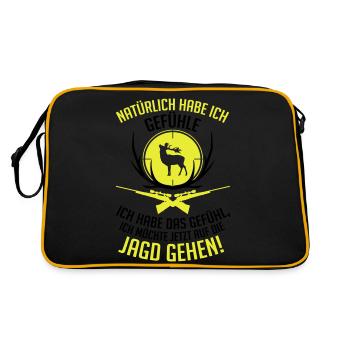 Jäger - ich habe Gefühle - Retro Tasche - Schwarz/Gold - Hinten