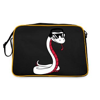 dj cool musik party feiern sonnenbrille kopfhoerer - Retro Tasche - Schwarz/Gold - Hinten