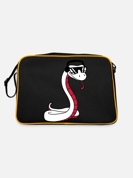 dj cool musik party feiern sonnenbrille kopfhoerer - Retro Tasche - Schwarz/Gold - Hinten