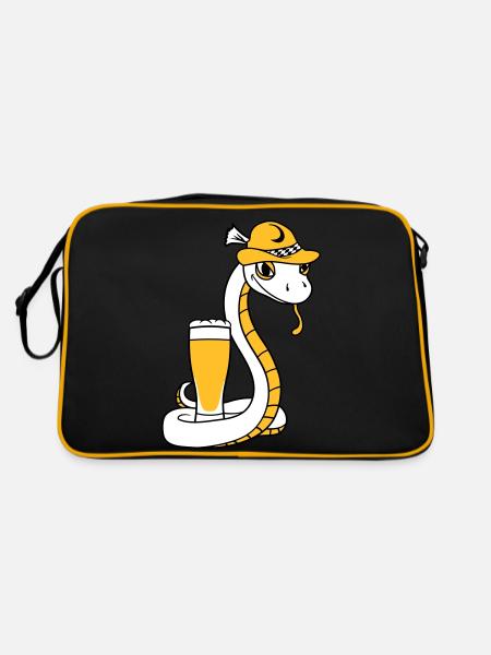 bier bayern alkohol saufen party feier - Retro Tasche - Schwarz/Gold - Hinten