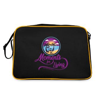 Sun and Palms beach summer sundown purple moment - Retro Tasche - Schwarz/Gold - Hinten