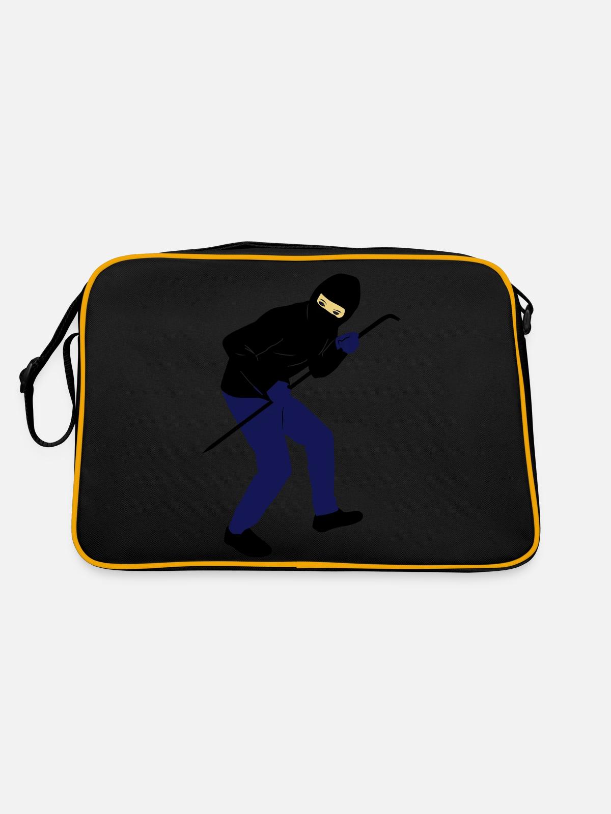 einbrecher - Retro Tasche - Schwarz/Gold - Hinten