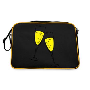 sekt design glas - Retro Tasche - Schwarz/Gold - Hinten