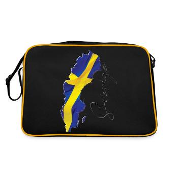 Schweden Flagge in der Schweden Landkarte SE - Retro Tasche - Schwarz/Gold - Hinten