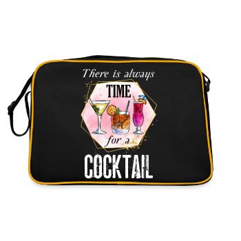Cocktail Cocktails Drink Sommer Summer Spruch - Retro Tasche - Schwarz/Gold - Hinten