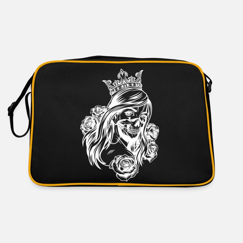 Queen Kopf (Partnermotiv) - Retro Tasche - Schwarz/Gold