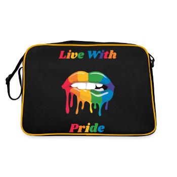 LGBTQ Regenbogen Kiss Kussmund Queer Gay Pride CSD - Retro Tasche - Schwarz/Gold - Hinten