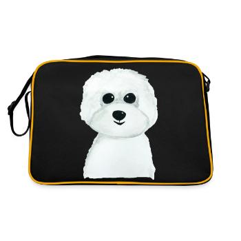 Bichon Hündchen - Retro Tasche - Schwarz/Gold - Hinten
