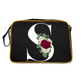 letter S flowered - Retro Bag - black/gold - Back