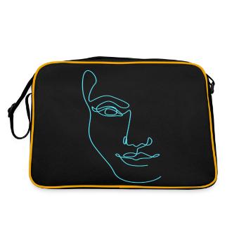 Line Art Weibliche Silhouette Weibliche Gesichter - Retro Tasche - Schwarz/Gold - Hinten