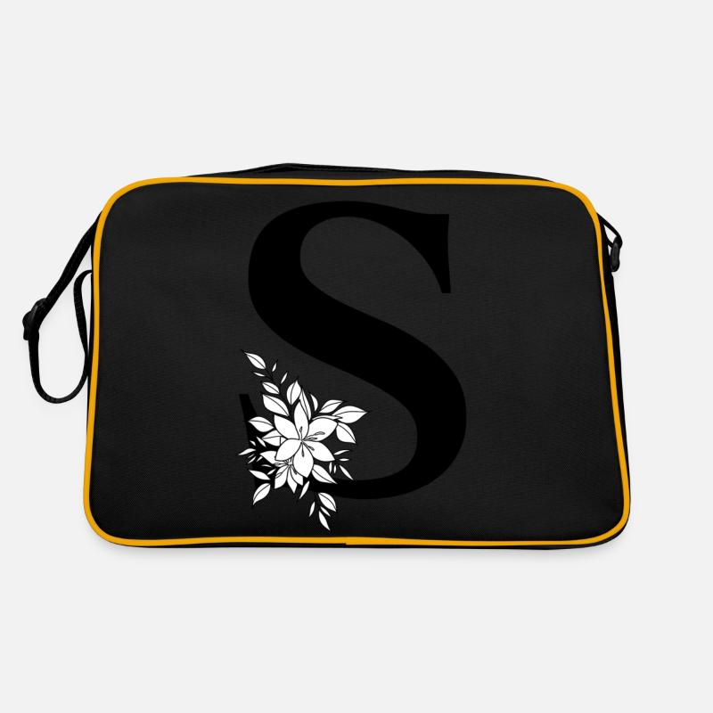Buchstabe S - Retro Tasche - Schwarz/Gold
