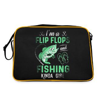 Ich bin ein Flip Flop und Fischer Mädchen - Retro Tasche - Schwarz/Gold - Hinten