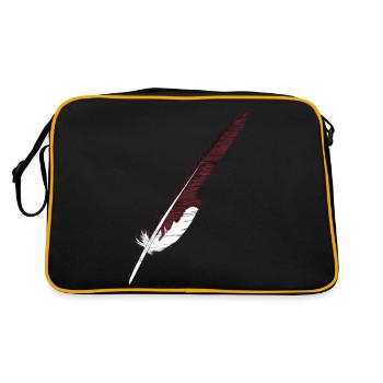 Grande plume marron dessinée à la main (milan rouge) - Sac Retro - noir/or - Dos