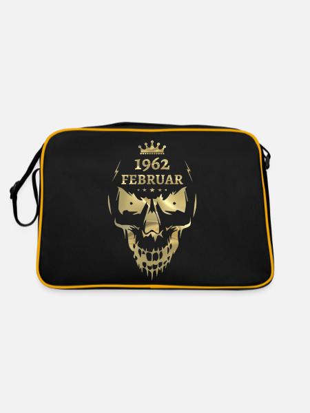 Februar 1962 Totenkopf Gold - Retro Tasche - Schwarz/Gold - Hinten