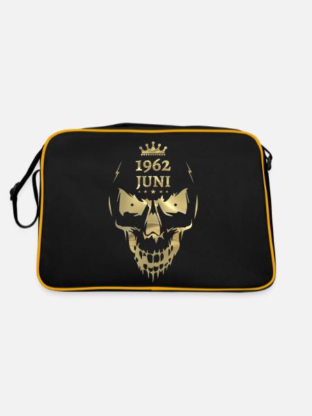 Juni 1962 Totenkopf Gold - Retro Tasche - Schwarz/Gold - Hinten