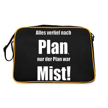 Alles verlief nach Plan, nur der Plan war Mist! - Retro Tasche - Schwarz/Gold - Hinten