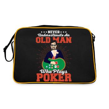 Never Underestimate An Old Man Who Plays Poker Car - Retro Tasche - Schwarz/Gold - Hinten