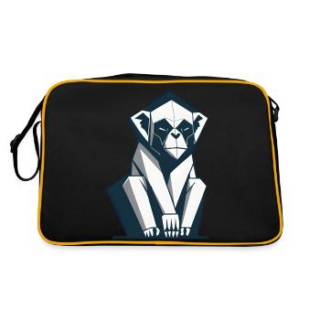 Abstrakter Affe - Retro Tasche - Schwarz/Gold - Hinten