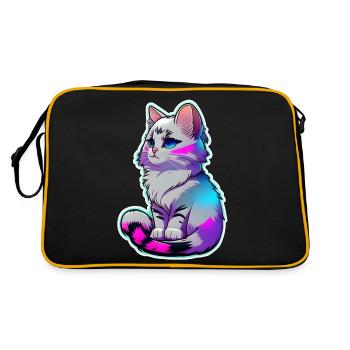 mignon petit chat gris - Sac Retro - noir/or - Dos