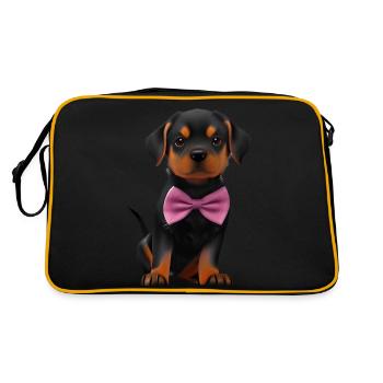 Rottweiler with bow tie dog Rottweiler puppy dogs - Retro Bag - black/gold - Back