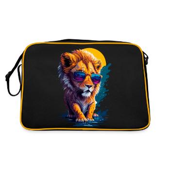 Niedlicher Babylöwe - Retro Tasche - Schwarz/Gold - Hinten