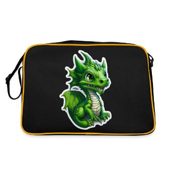 Bébé dragon, mignon, heureux, souriant - Sac Retro - noir/or - Dos