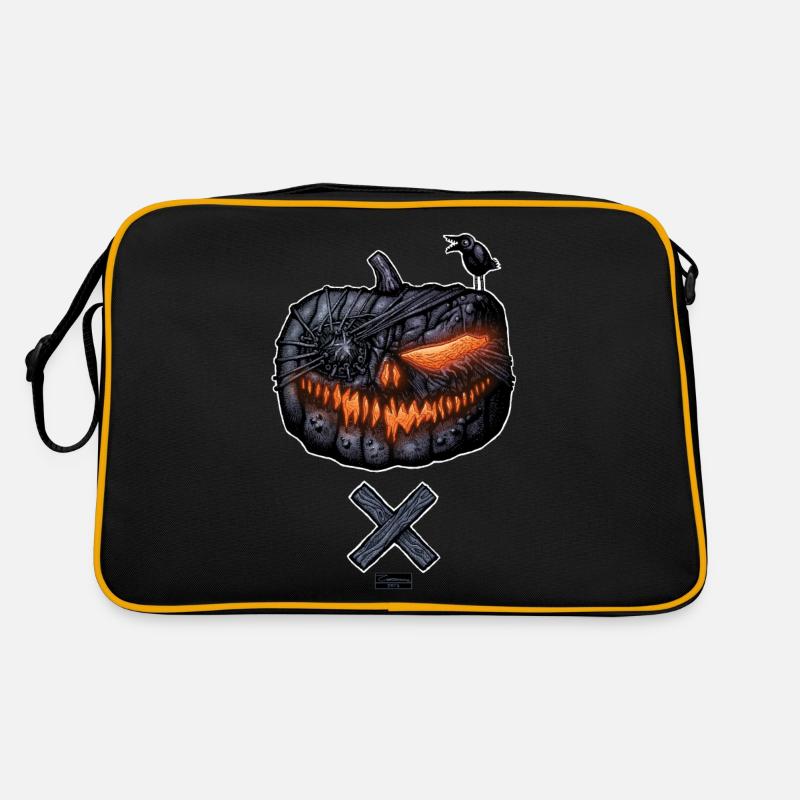 PUMPKINHEAD - HALLOWEEN KURBIS / SKULL - Retro Tasche - Schwarz/Gold