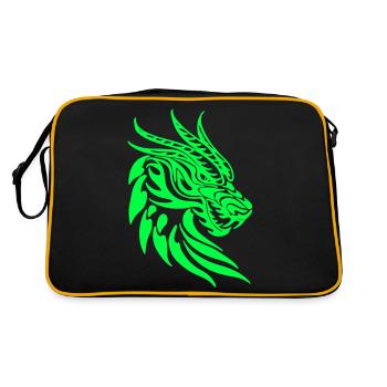 Fantaisie Tête De Dragon Anime Tatouage Reptile Mythique - Sac Retro - noir/or - Dos