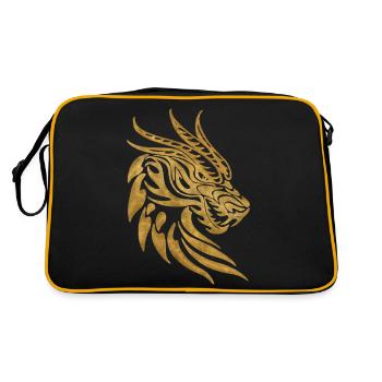 Fantaisie Tête De Dragon Anime Tatouage Reptile Mythique - Sac Retro - noir/or - Dos