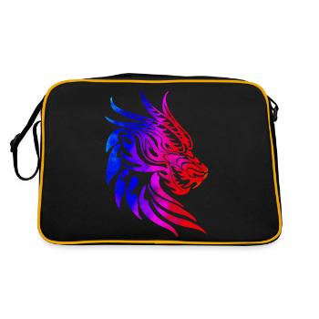 Fantaisie Tête De Dragon Anime Tatouage Reptile Mythique - Sac Retro - noir/or - Dos