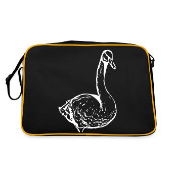 Swan White Duck Bird Goose - Retro Bag - black/gold - Back