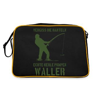 Vergiss die Hanteln echte Kerle pumpen Waller - Retro Tasche - Schwarz/Gold - Hinten
