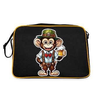 Lederhosen / Animal / Traditional costume / Tradition / Monkey - Retro Bag - black/gold - Back