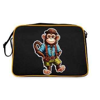 Lederhosen / Animal / Traditional costume / Tradition / Monkey - Retro Bag - black/gold - Back