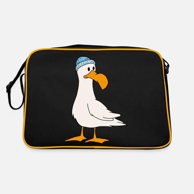 Möwe - Retro Tasche - Schwarz/Gold