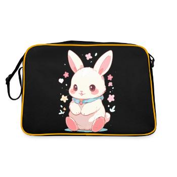 Hase Ostern Süß - Retro Tasche - Schwarz/Gold - Hinten