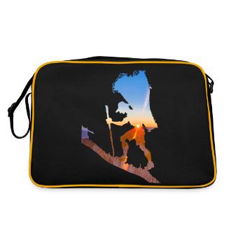 Mann mit Heukorb - Retro Tasche - Schwarz/Gold - Hinten