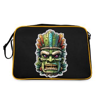 Tiki / Hawaï / Tropical / Île / Culture / Logo - Sac Retro - noir/or - Dos